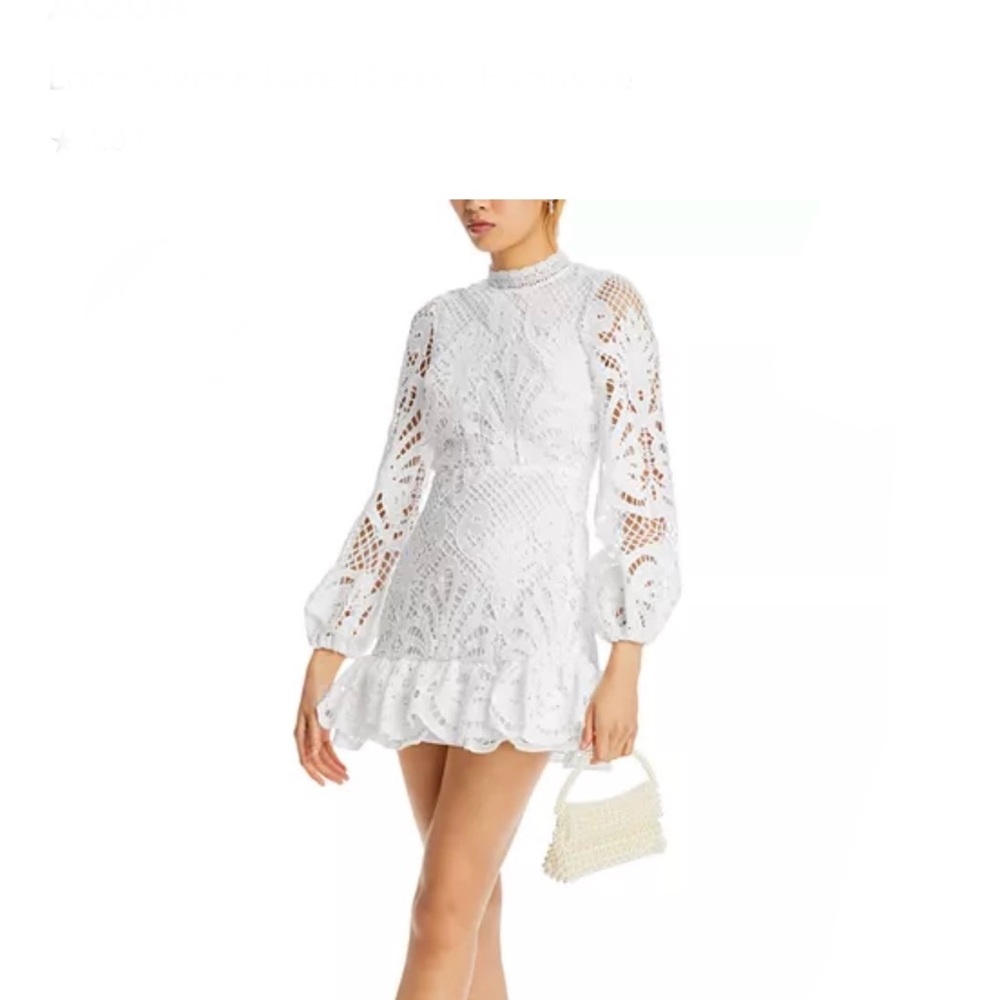 Chic White Lace Mini Dress Aqua